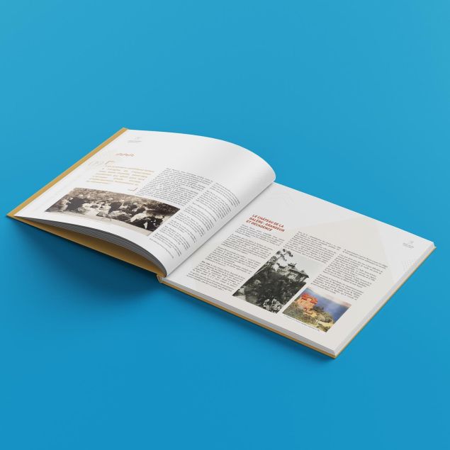 Mise en page livre histoire de la commune de théoule sur mer Mairie Alpes Maritimes agence de com lueur externe