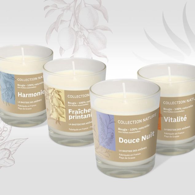 Création étiquettes pour bougies parfumées, agence de com' à Grasse Lueur Externe