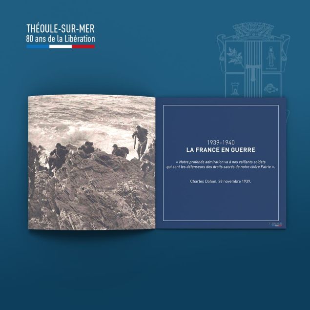 Création livre sur le débarquement pour la Mairie de Théoule sur Mer, Alpes Maritimes Agence de com' Lueur Externe